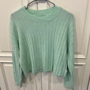 American Eagle Outfitters Light Green Ribbed Sweater